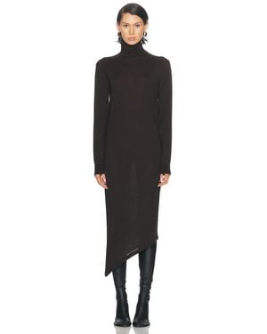 Courreges One Shoulder Wool Long Dress - Black