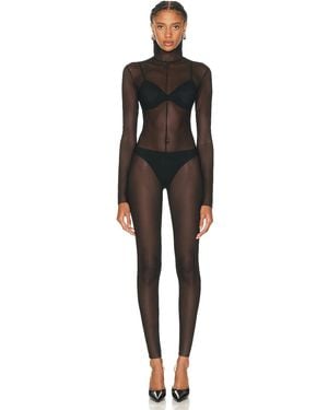 Norma Kamali Long Sleeve Slim Fit Turtleneck Catsuit - Black