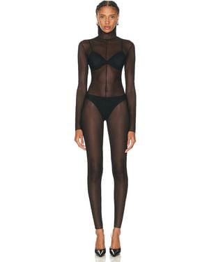 Norma Kamali Long Sleeve Slim Fit Turtleneck Catsuit - Black
