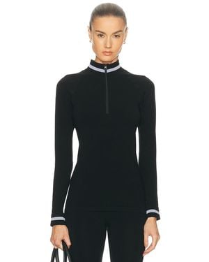 The Upside Seamless Quarter Zip Base Layer Top - Black