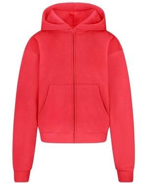 Skims Cotton Fleece Classic Zip Up Hoodie - Red