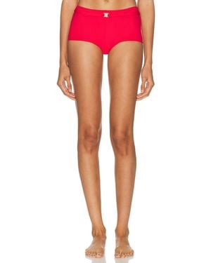 Skims Iconic Swim Belted Boyshort Bikini Bottom - Red