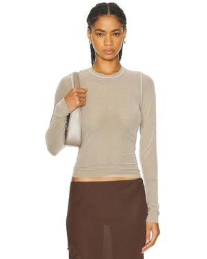 Priscavera Long Sleeve Mesh Top - Natural