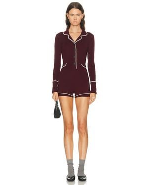 Monse Knitted Pajama Romper - Red
