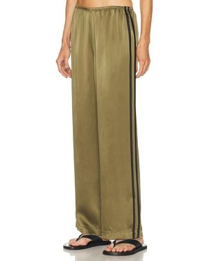 DONNI. The Silk Stripe Simple Pant - Green