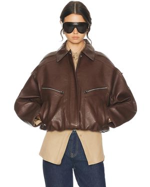 Frankie Shop Hudson Faux Leather Bomber Jacket - Brown