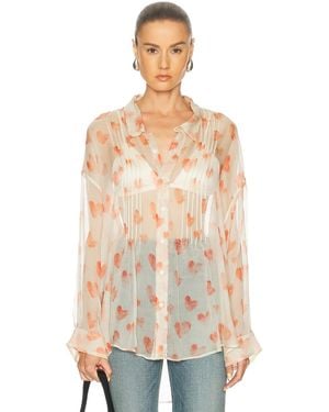 R13 Pintuck Drop Neck Shirt - Natural