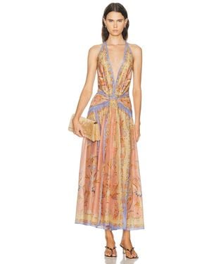 Zimmermann Indra Plunge Halter Maxi Dress - White