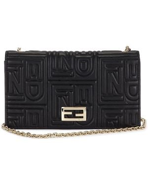 Fendi Embossed Wallet On Chain - Black