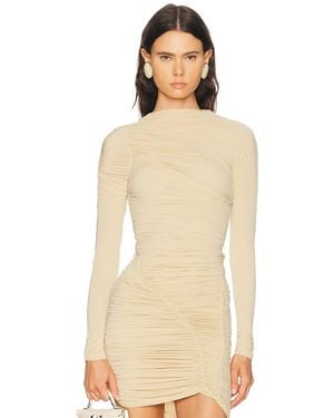 Francesco Murano Long Sleeve Draped Top - Natural