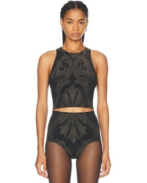 Wolford X Etro Metallic Jacquard Crop Top - Black
