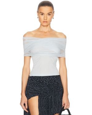 Christopher Esber Crossed Tulle Ribbed Top - White
