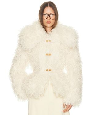 Helsa Dramatic Collar Faux Shearling Jacket - Natural