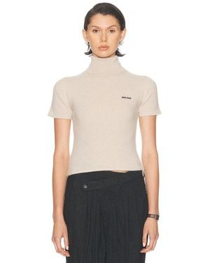 Miu Miu Turtleneck Short Sleeve Top - White