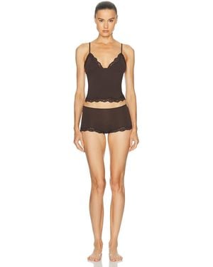 Skims Fits Everybody Lace Triangle Cami And Boyshort Set - Black