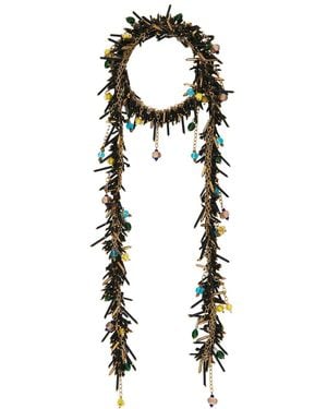 Dries Van Noten Handmade Bead Embroidered Scarf Necklace - Black
