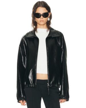 Courreges Vinyl Zipped Bomber Jacket - Black