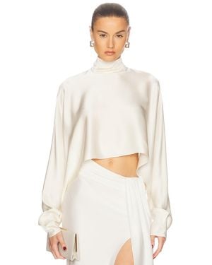 LAPOINTE Satin Caftan Top - White