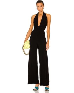 Norma Kamali Halter Wrap Straight Leg Jumpsuit - Black