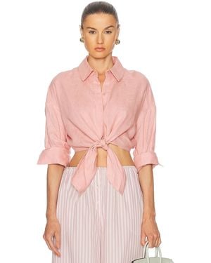 STAUD Lisa Linen Top - Pink