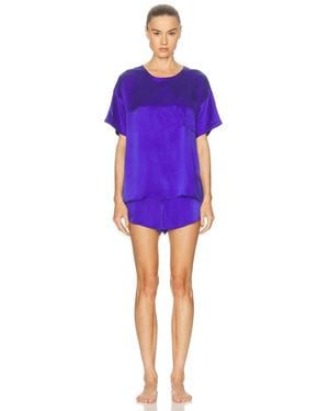 Lunya Washable Silk Tee Short Set - Purple