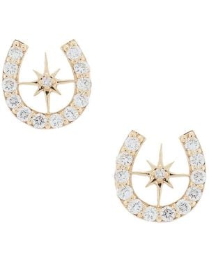 Sydney Evan Starburst Horseshoe Stud Earrings - Metallic