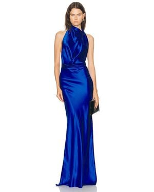 The Sei Halter Drape Bias Gown - Blue