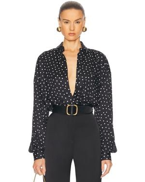 Alexandre Vauthier Polka Dot Button Down Top - Black