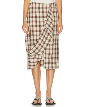 Rohe Draped Check Skirt - Natural