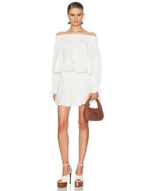 Norma Kamali Long Sleeve Peasant Mini Dress - White