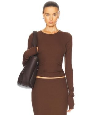 ÉTERNE Long Sleeve Fitted Top - Brown