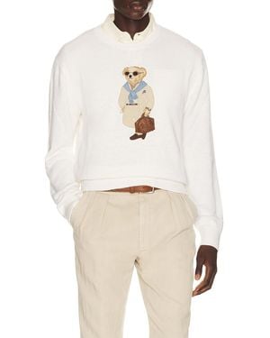 Ralph Lauren Long Sleeve Bear Catch Crew Neck Shirt - Natural