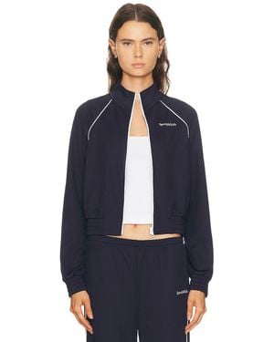 Sporty & Rich Serif Logo Retro Track Jacket - Blue