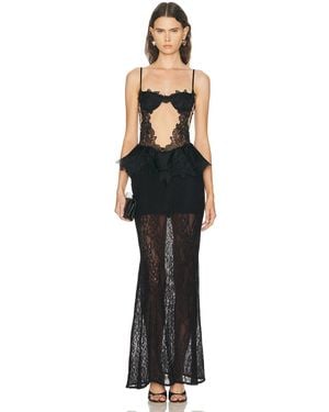 David Koma Lace Peplum Detail Gown - Black