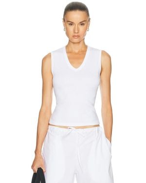 Leset Nando Sleeveless V-Neck Tank Top - White
