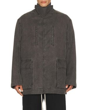 Rick Owens Collared Mac Jacket - Gray