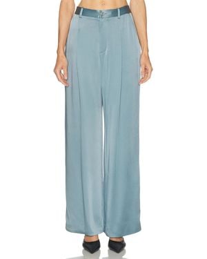 LAPOINTE Satin Relaxed Pleated Pant - Blue
