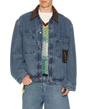 Charles Jeffrey Denim Jacket With Corduroy Collar - Blue