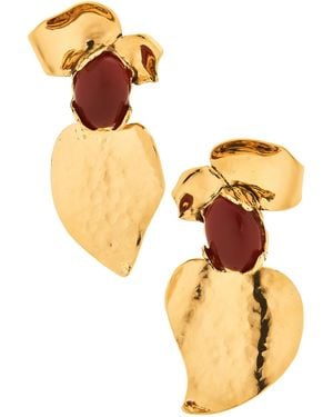 Saint Laurent Oversized Petal Earrings - Yellow