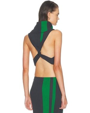 Christopher Esber Mach Stripe Turtleneck Cropped Tank Top - Green