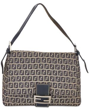 Fendi Zucchino Mama Baguette Shoulder Bag - White
