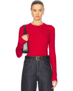 Guest In Residence Cable Shrunken Cashmere Crew Sweater - Red