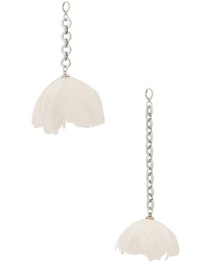 David Koma Feather Flower Asymmetric Earrings - White