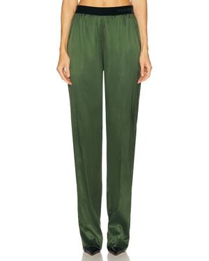 Tom Ford Stretch Silk Satin Pajama Pant - Green