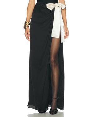 Saint Laurent Bow Tie High Slit Maxi Skirt - Black