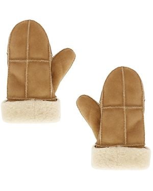 Saint Laurent Shearling Mittens - Natural