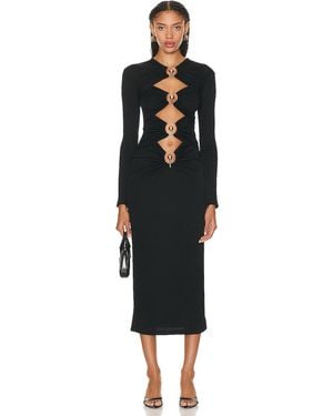 Christopher Esber Orbit Ruched Long Sleeve Dress - Black