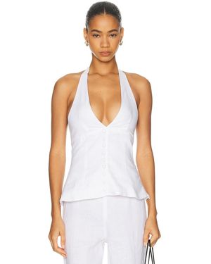 AEXAE Linen Halter Neck Top - White