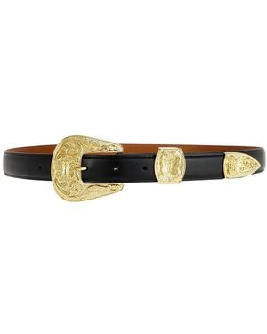 Needles Leather Papillon Western Tip Belt - Black
