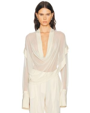 Francesco Murano Cowl Neck Blouse - Natural